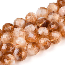 Природный желтый кварц нитей бисера, круглые, граненые