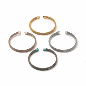304 Bracelet manchette ouvert en forme de chaîne à mailles plates en acier inoxydable pour femme
