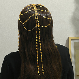 Многослойный головной убор с кисточками из латуни в арабском стиле, элегантный винтажный аксессуар для волос в виде французской цепочки