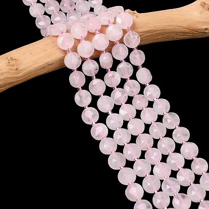 Природного розового кварца нитей бисера, граненый шестиугольный разрез, плоско-круглые, с бисером