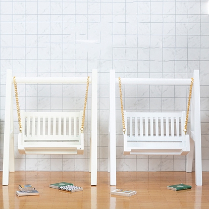 Качели из мдф-панели миниатюрные украшения, аксессуары для кукольного домика с микро-ландшафтом, притворяясь опорными украшениями