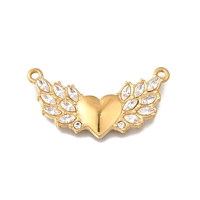 304 прелести нержавеющей стали, сердце с крыльями, со стразами, ионное покрытие (ip)