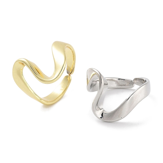 Сердце стойка покрытие латунные открытые манжеты кольца, широкие кольца для женщин, долговечный, без свинца и без кадмия