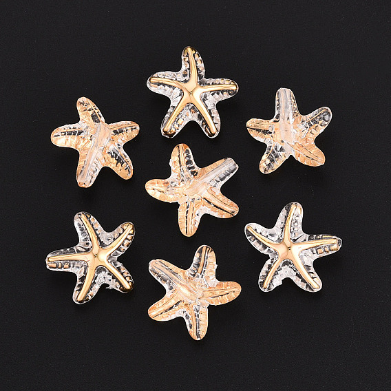 Прозрачные акриловые бусины, морская звезда, с золотой порошок