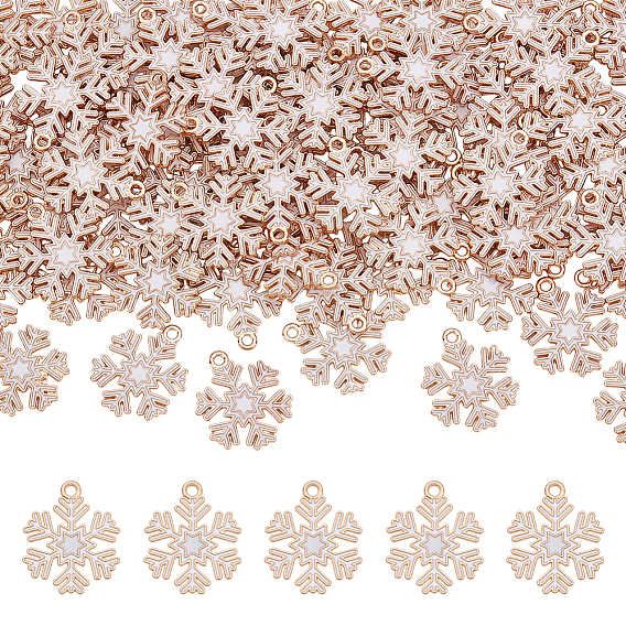 100 шт. подвески из эмалевого сплава в рождественском стиле, без кадмия и без свинца, золотой свет, снежинка