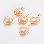 Electroplated Natural Druzy Quartz Crystal Pendants, with Brass Finding, Heart, Faceted, Golden