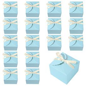 20Pcs Square Paper Gift Boxes, with Ribbons, Birthday Wedding Party Chocolate Candy Gift Boxes