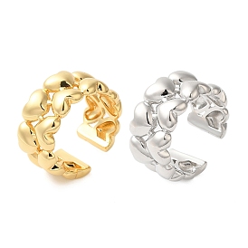 Двухслойные латунные открытые манжеты-кольца в форме сердца для женщин