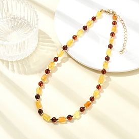 Ожерелья из натуральных янтарных бусин прямоугольной и круглой формы для женщин., золотые