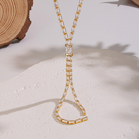 Теннисная цепочка Y для женщин из нержавеющей стали с блестящими прозрачными кубическими циркониями