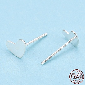 925 boucles d'oreilles coeur en argent sterling, avec cachet s