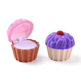 Cup Cake Shape Velvet Jewelry Boxes, Portable Jewelry Box Organizer Storage Case, for Ring Earrings Necklace