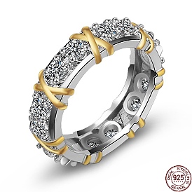 925 Bague en argent sterling avec micro pavé de zircone cubique transparente pour femme, croix