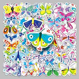 50Pcs Butterfly PVC Self-Adhesive Stickers, Waterproof Decals, for DIY Albums Diary, Laptop Decoration Cartoon Scrapbooking