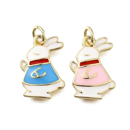 Латунь эмаль подвески, кролика прелести, без свинца и без кадмия, стойки покрытие, долговечный, с целью перехода в кольце, реальный 18 k позолоченный