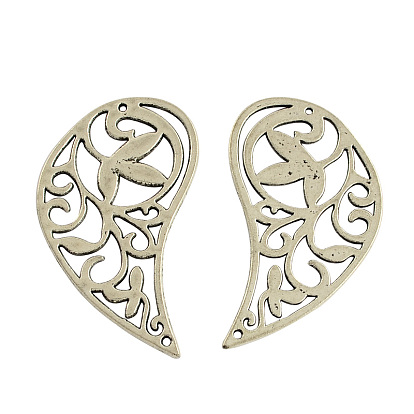 Colgantes de la aleación de estilo tibetano, ala, sin plomo y cadmio, 56x33x2 mm, agujero: 1 mm