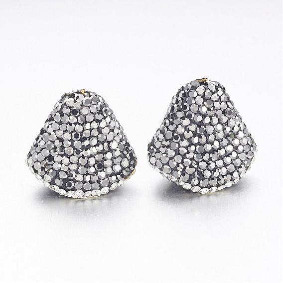 Шарик сплава конусов, для кисточки подвеска, с полимерной глиной стразами, треугольные