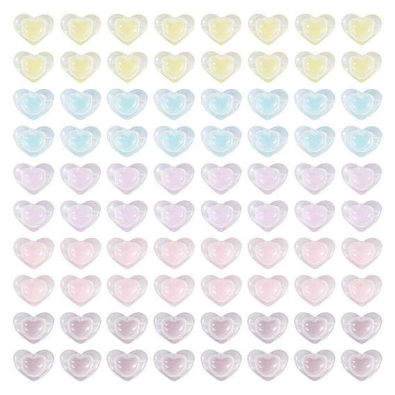 100 шт 5 цвета прозрачные акриловые бусины, бусина в бусине, сердце