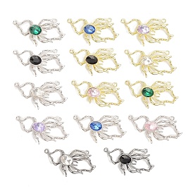 Alloy Glass Connector Charms, Spider