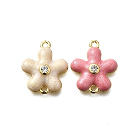 Подвески-цветочки из латуни с прозрачным кубическим цирконием, Эмаль стиле, реальный 18 k позолоченный, стойки покрытие, без кадмия и без свинца, долговечный