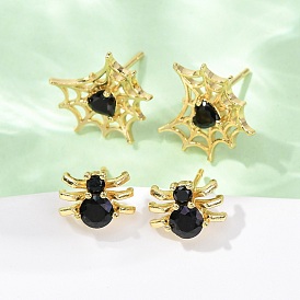 Латунные микро проложить серьги стержня кубического циркония, золотые