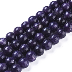 Natural Lepidolite/Purple Mica Stone Beads Strands, Round