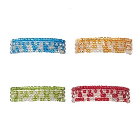 Стеклянный бисер браслеты из бисера наборы, двухцветные эластичные браслеты для женщин