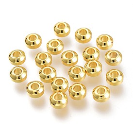 Brass Spacer Beads, Long-Lasting Plated, Flat Round