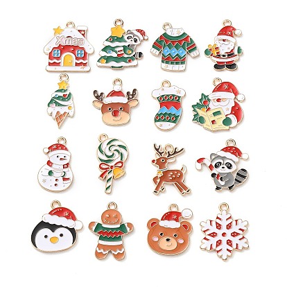 Подвески из эмали и сплава, рождественские темы амулеты, золотые