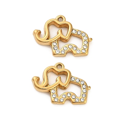 304 кулон из нержавеющей стали со стразами., ионное покрытие (ip), Слон прелести