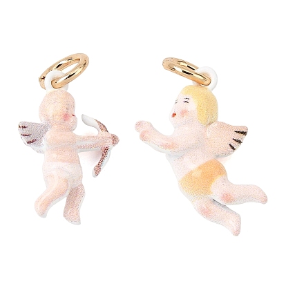 Printed Brass Pendants, Angel Charms, Golden