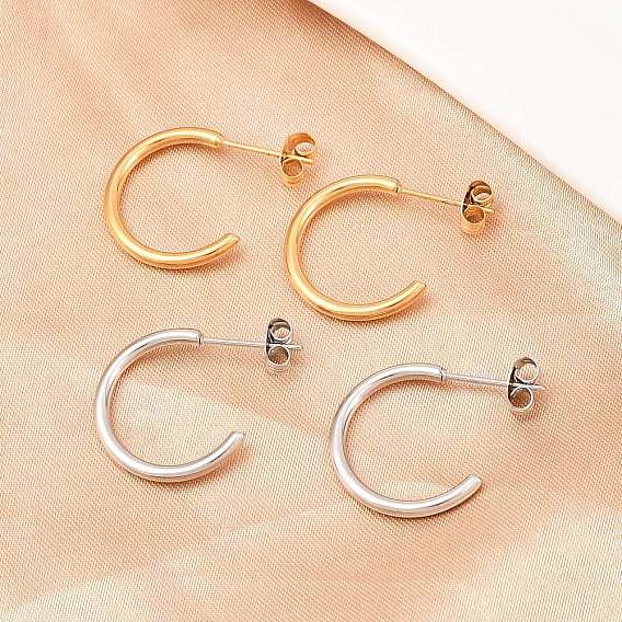 316 серьги-гвоздики из нержавеющей стали c-образной формы, с 304 берушами из нержавеющей стали и 316 штифтами из нержавеющей стали, ионное покрытие (ip)