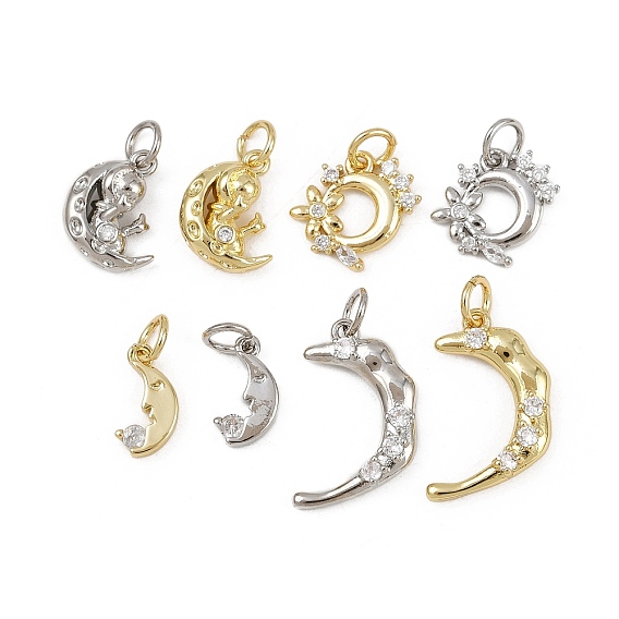 Латунные микро проложить кубического циркония подвески, Луна прелести, с целью перехода в кольце, долговечный, без кадмия и без свинца, стойки покрытие