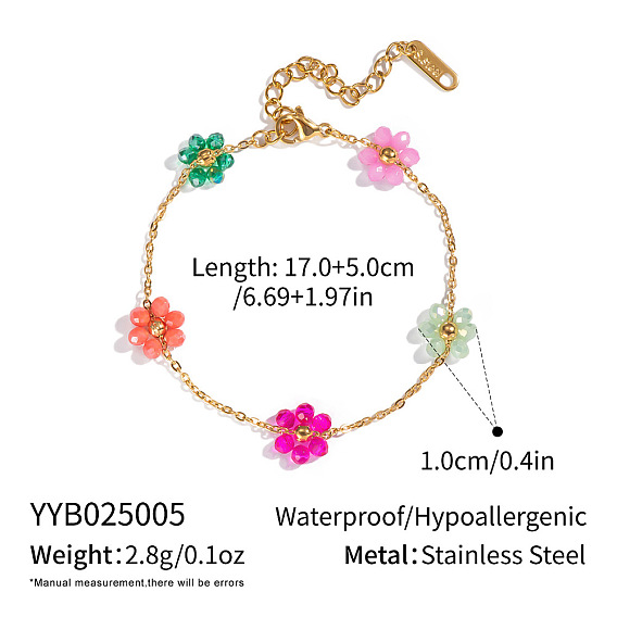 Браслеты из цепочек с разноцветными цветами из нержавеющей стали для женщин