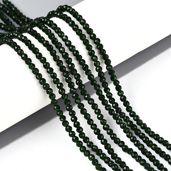 Синтетический зеленый авантюрин бисер нитей, круглые, граненые