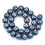 Electroplate Glass Beads, Round with Om Mani Padme Hum