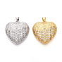 Латунные микропаве прозрачные подвески с фианитом, без кадмия и без свинца, сердце