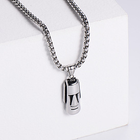 Ретро-стиль 304 ожерелья из нержавеющей стали с подвеской в виде статуи моаи для мужчин