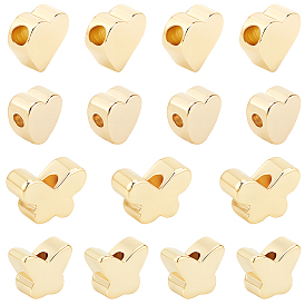 60 шт 4 стили латунные бусины, без никеля , разнообразные