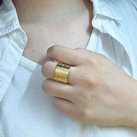 Christmas 304 Stainless Steel Cuff Open Rings, Snowflake, Wide Band Rings