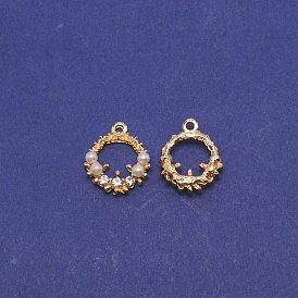 Прелести сплава Rhinestone, с пластиковыми бусинами из искусственного жемчуга, венок, золотой свет