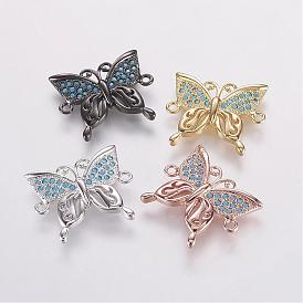 Brass Micro Pave Cubic Zirconia Links, Butterfly