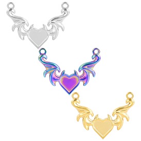 Colorful 18K Stainless Steel Love Wings Pendant Pendant Necklace Earrings DIY Jewelry Accessories