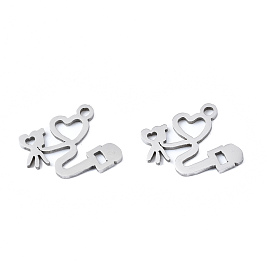 Ion Plating(IP) 201 Stainless Steel Pendants, Laser Cut, Heart