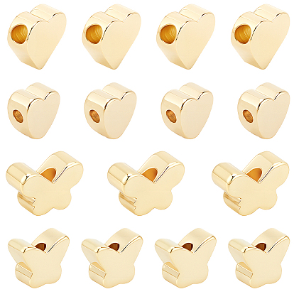 60 шт 4 стили латунные бусины, без никеля , разнообразные