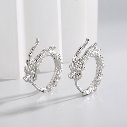 Латунные серьги-кольца с драконом