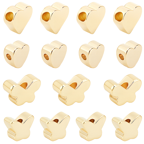 60 шт 4 стили латунные бусины, без никеля , разнообразные