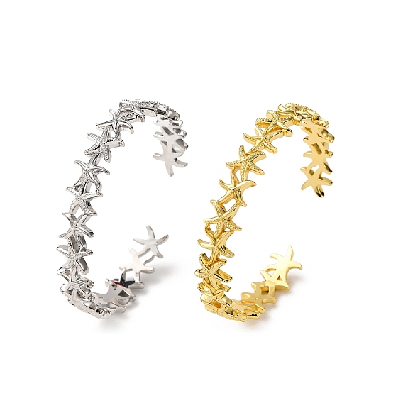 Латунь манжеты браслеты для женщин, морская звезда