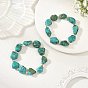Dyed Natural Magnesite Nuggets Beaded Stretch Bracelets for Women, Golden