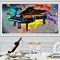DIY Musical Theme Diamond Painting Kits, Including Canvas, Resin Rhinestones, Diamond Sticky Pen, Tray Plate and Glue Clay, Piano, Musical Instruments Pattern
